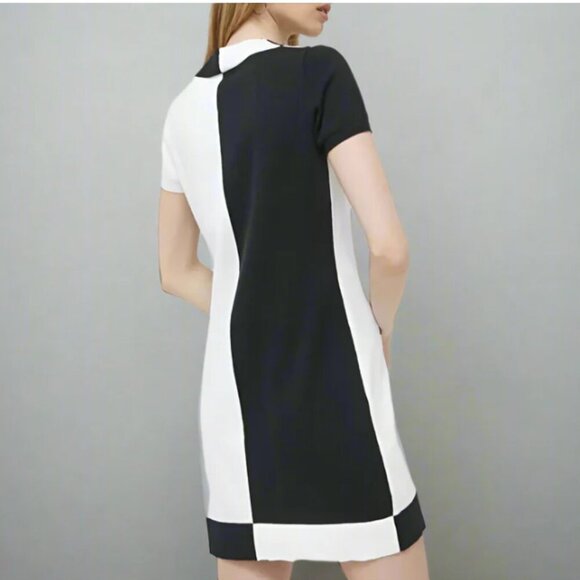 Love Moschino Mini Sweater Dress 8 Black Cotton Logo Black White Heart IT40 - Picture 8 of 9